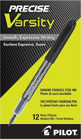 PILOT Varsity Pre-Filled Fountain Pens, Medium Point Stainless Steel Nib, Black Ink, 12-Pack in Saudi Arabia