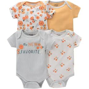 Newborn Girl Short Sleeve Bodysuit Baby Boy Clothes Unisex One-Piece Baby Clothes 4-Pack