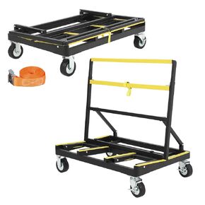 Heavy Duty Folding Drywall Dolly, 2200 Lbs Load Capacity Panel Cart with 4 Swivel Wheels and Rubber Extendable Deck, Portable Plywood Cart for Transporting Glass, Plasterboard, Sheetrock