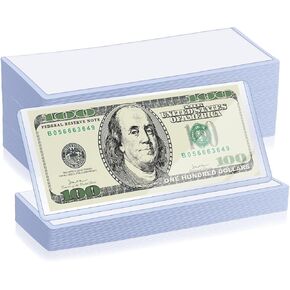 100 Pack Currency Topload Holder, Hard Plastic Clear Money Holder Rigid Protective Dollar Bill Sleeves Waterproof Currency Sleeves Dollar Bill Display Protector for Paper Currency Collectors