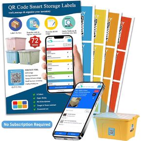ملصقات رمز الاستجابة السريعة للتخزين ، 72 ملصقات رمز QR Smart فريدة من نوعها لصناديق التخزين ، الحاويات المتحركة ومؤسسة المكاتب ، منظم المخزون. لا توجد رسوم سنوية ، ملصقات ملصقات ألوان QR (2.5 "× 2.5")