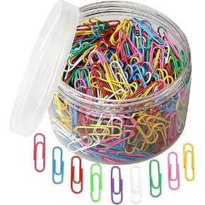 مقاطع الورق الملونة 500 PCS ، متوسطة 33 مم/1.3 بوصة متنوعة مقاطع مطلية بالفينيل المغلفة لمدرسة Office School (1.3 بوصة)