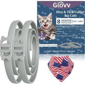 Highly Effective Flea Collar for Cats, Tick and Flea Control for Cats Provides Up to 16 Months of Cat Flea and Tick Collar, Comfortable Flea and Tick Prevention Collars for Cats (2 Pack)
