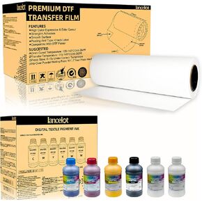 Lancelot DTF INK 250MLX6 ， DTF ROLL ROLL FILM 13 "X328FT A3 DTF Film لطابعة DTF ، EPSON PRINTERS EPSON ET-8550 ، XP-15000 ، L1800 ، L805 ، R1390 ، R2400 ، XP600 لترتيب نقل الحرارة (DTF