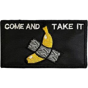 Duct Tape Banana Come and Take It Patch Black Background - Funny Tactical Military Morale Embroidered Patch Hook Fastener Backing