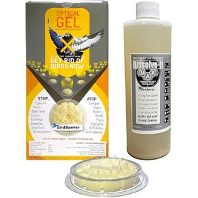 Bird Deterrent Bundle: Bird Barrier Optical Gel (24 Pack) & Dissolve-It Max Enzyme Cleaner (1 Pint) – Comprehensive Solution for Deterring Birds