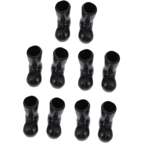 Bestonzon 12 أزواج Mini Santa Claus أحذية أحذية ، Mini Boots Doll House Black Boots Dolls Decorts Dolls Mini Shoes Toys Miniature Xmas Boots Decorations Kids Mini Toy