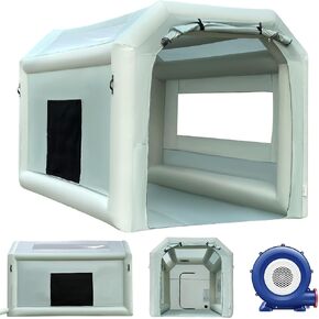 Ozis 20x10x8.5ft خيمة كشك الطلاء قابلة للنفخ مع كشك الطلاء رذاذ محمول المنفاخ مع نظام مرشح الهواء تفجير كشك الطلاء لأجزاء السيارات ، والثبات الطلاء