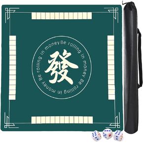 Mahjong Mat - 31.5 "x31.5" Mahjong Table Mat Mat Mat Novenuction Non -Slip ، Mahjong Mat for Table مع حقيبة حمل لألعاب الورق ، وألعاب البلاط ، والألعاب ، وألعاب الطاولة