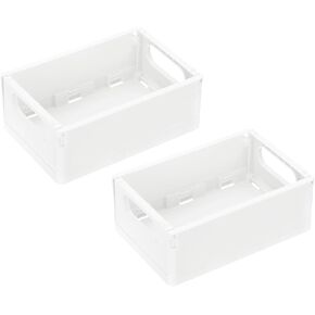 PATIKIL Mini Collapsible Basket, 5.9 x 3.9 x 2.3 Inch Stackable Storage Crates Foldable Plastic Baskets Desk Organizing Container for Home Kitchen Office, White