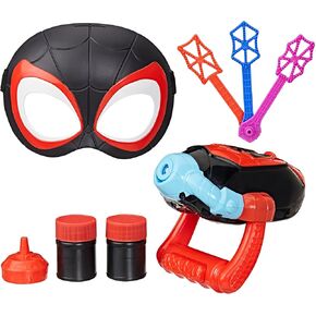 Spidey وأصدقائه المذهلين Marvel Water-Webs Miles "Spin" Morales Electronic Bubble Slinger Play مع Mask ، Super Hero Toys for Kids ، Age 3+ (Amazon Exclusive)