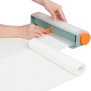 Tabletop Paper Roll Dispenser with Graph + Dotted Roll Paper for School, Office, Home - 2 Refillable Rolls for Journaling, Planning, Engineering – Built-in Cutter & Magnetic Lid