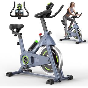 Cyclace Exercise Bike, Brake Pad Indoor Cycling Bike Stationary, Low Noise, 300lbs Weight Capacity