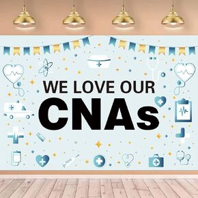 Happy CNA Week Decorations – Large CNA Week Banner 70.87" x 45.3", CNA Appreciation Banner for Nurse Assistants, Medical Office Party Backdrop for CNA Celebration