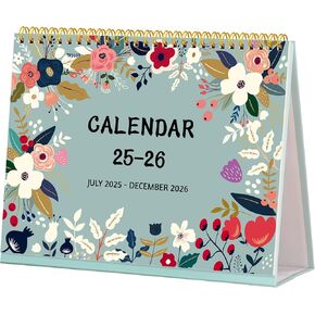 Desk Calendar 2025-2026 - Standing Flip Desktop Calendar 2025-2026, 18 Months(July 2025 - December 2026), 10" x 8", Large with Notes, To-dos, Yearly Overview, Thick Paper, Great for Easy Planning