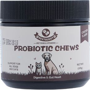 BestBuddy Probiotic Chews for Dogs and Cats, Chicken Flavors – Digestive & Gut Health Support – 225g – 100% Natural, Pet-Safe, Supports Healthy Digestion, Immunity, and Skin Health (Chicken)
