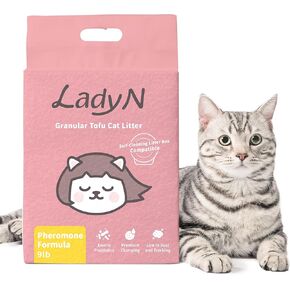 Lady N الحبيبي Tofu Cat القمامة المصغرة المتوافقة مع صندوق القمامة التلقائي للتنظيف الذاتي ، وتكتل قوي القمامة الطبيعية الطبيعية فائقة ، والتحكم في الرائحة المنشط 9 رطل 9 رطل