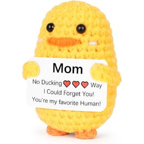 Emotional Support Positive Crochet Animals Duck- Funny Positive Duck Doll with Card, Soft Wool Handmade Cheer Up Encouragement White Elephant Gifts (Positive Duck)