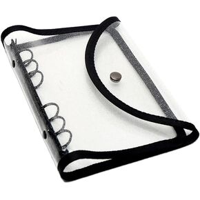 NatsumeBasics White A6 Binder Zipper Cash Envelope Wallet 6 Ring Lace zip Budget Problers for Journaling Planner (Zipper White ، A6 Binder)