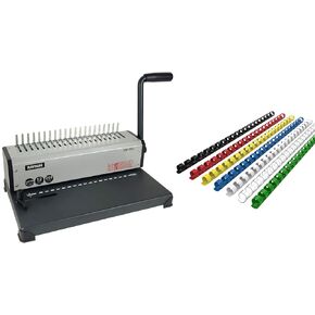 آلة ربط Rayson SD1202 مع مجموعة Combs و 100pcs من 1/4 "مشط متعدد الألوان العمود الفقري - 19 ثقب الموثق COMP للكم أو الربط ،