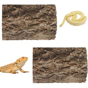 2 Pack Cork Bark for Reptiles, Tank & Terrarium Background, 11.8 × 7.9 Inch Reptile & Amphibian Climbing Wall, Aquarium Decor Accessories for Turtle Bearded Dragon Chameleon Snake Lizard Hermit Crab