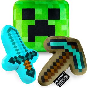 Minecraft Toys Plush Figure 3D Set Pack من 3 وسادة وسادة صغيرة للأطفال من المراهقين احتضان رفاق ديكور المنزل إكسسوارات غرفة نوم محشوة بالمقتنيات اللينة المحشوة بالحيوانات للاعبين