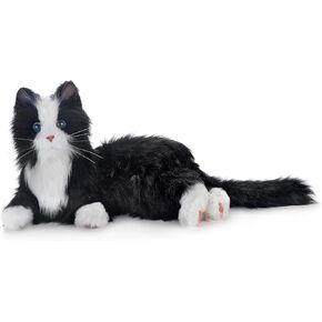 JOY FOR ALL Companion Pet for Seniors - Lifelike Animatronic Cat - Realistic Soft-Touch Fur & Purring - Therapy Stuffed Animal - Toy for Alzheimer's & Dementia - Silver w/White