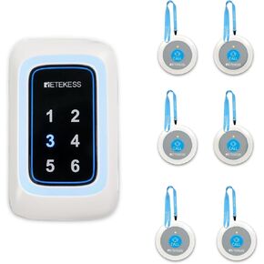 Retekess TH109 Caregiver Pager, Nurse Call Button, Low Battery Reminder, Adjustable Volume, 1 Host and Rechargeable Base 1 Call Bell for Elderly at Home, Patients in Saudi Arabia