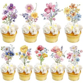 36 PCS Wildflower Cupcake Toppers Cake Cake Decor