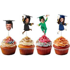 Bleu Reign Figuredized Custom Face Cut Out Graduation Cupcake Toppers | تختار حفلات فريدة من نوعها لإكسسوارات ديكور الحفلات ، تحميل صورة الصورة للمدرسة ، نهاية العام ، الحفلات