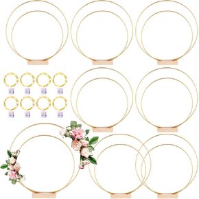 8 حزمة الأزهار طوق مع حامل 10 و 12 بوصة حلقات معدنية لديكور مركزية ديكورات مركزية الحرف Macrame حلقات الزهور حلقات الحلق
