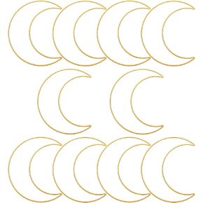 Moon Shaped Metal Hoops for Crafts, Zhaoyao Dream Catcher Ring 12 Inches Bronze Metal Rings for Macrame, Macrame Ring for DIY Crafts Wedding Wall Hanging Decor (10 Packs)