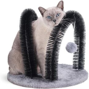 Cat Arch Self Groomer Massager و Cat Grooming Brush مع فرشين وقاعدة أفخم ثقيلة ، ووجه القط والخدش الخلفي ، وخدوش القط للقطط الداخلية مع كراتين فخمة ، و Cat Frbing Post