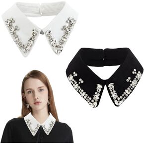 AHHANDMAKER WHITE ASMERIDED LACE NECKLING TRIM ، طوق قابل للفصل للنساء ، بوليستر كاذب طوق دمى البالير ، طوق زخرفي الشال للنساء والفتيات خياطة لوازم الحرف ، طراز الدانتيل.