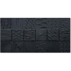 zoinart Hand Painted Large Thick Texture Black Minimalist Oil Paintings Contemporary Art Oil on Canvas Vertical Wall Art Home Office Corridor Wall Art