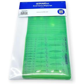 Drafting PK00046 Model 3902-2 Small Series Ellipse Template Set; 15 Durable Plastic Templates for Precise Drafting; 5/32" to 2" Ellipses; 10° to 80° Angles; 0.5mm Pencil Allowance