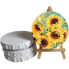 LB Small Round Canvases for Painting, 3 Pack 4" Circle Canvas Stretched Blank Canvas Framed White Canvas Boards Painting Supplies Art Board Paint Canvas DIY Gift for Kids Adults Artist Hobby Painters