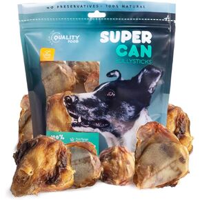 SUPER CAN BULLYSTICKS Beef Knee Cap Bones for Dogs (5 Count) - 100% Natural Long Lasting Dog Bones for Small Medium Large - Bones for Aggressive Chewers - Dental Bones for Dogs