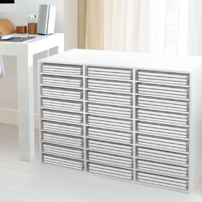 SONGWAY Desk Paper Storage Organizer - Literature Organizer, 27 Compartments Classroom Mailbox with Adjustable Shelves, Desktop File Sorter, Paper and Mail Organizer for Home Office School, White