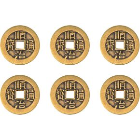 6pcs I Ching Coins ، 1.1 بوصة من النحاس النحاس الصيني ، عملة الحظ المحظوظة لديكور العرافة ،