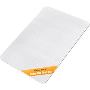 SHAREWIN Office Chair Mat for Carpet - Shipped Flat, Heavy Duty Anti-Slip Under Desk Protector for Low &Medium Pile Carpeted Floors, Plastic Rolling Computer Mats, 47"x29", Clear, No Divot, No Curl