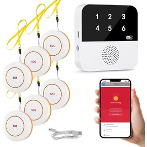 WiFi Wireless Caregiver Pager Call Button Nurse Alert System (1Receiver&6Buttons)