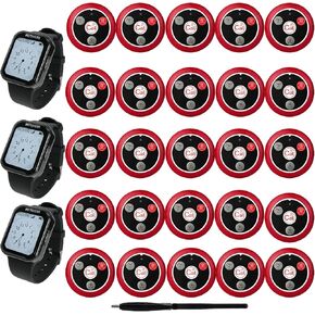 Retekess TD113 Waitress Pager System,Wireless Calling System, IPX67 Waterproof, Touch Screen, 3 Receivers 25 4-Key Call Buttons 1 USB for Restaurant, Waiter