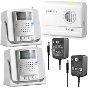 Pager Pager Pager مع 2 مستشعرات للحركة الوقاية من السقوط الداخلي لكبار السن مراقبة كبار السن من كبار السن من مرضى الخرف ، مع 2 محولات AC لأجهزة الاستشعار