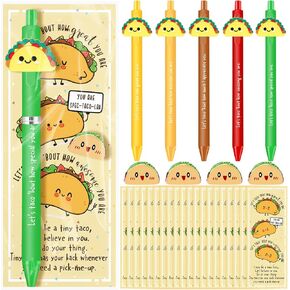 20 Sets Emotional Support Gifts for Coworker Emotional Support Taco Ballpoint Pen with Inspirational Bookmarks Employee Appreciation Gift for Staff Teacher Team Cinco De Mayo Party Favors