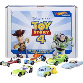 Hot Wheels Mattel Disney and Pixar Toy Story 4 Bundle of 6 1:64 Scale Character Cars: Woody, Buzz, Forky, Bo Beep, Rex & Ducky & Bunny