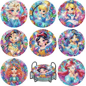 Goingcrazy 6 PCS Diamond Art Coasters with Holder ، Diy Cartoon Diamond Painting Coasters for Shuts Diamond Art Kits for Beginners ، Flik Casts Kits Coaster Art