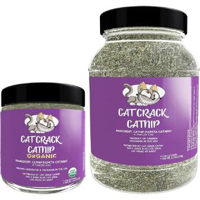 Cat Crack Organic Catnip 1 كوب و 4 أكواب حزمة ، مزيج آمن آمن ، مملوءة بأقصى قدر