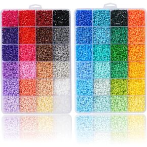 Mini Fuse Beads 24000pcs 48 Colors 2.6mm Mini Melty Beads Compatible Mini Perler Beads Mini Hama Beads