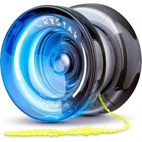 Magicyoyo K2 Crystal Yoyo للأطفال من 8 إلى 12 عامًا ، Yoyo Professional للاستجابة للمبتدئين ، الوظيفة المزدوجة البلاستيكية Yo Yo مع 12 Yoyo ، حقيبة Yo-Yos Case + Yoyos (Black Blue)
